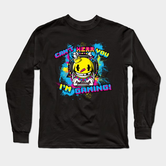 Can't Hear You I'm Gaming Funny Gamer Design With Headphones Long Sleeve T-Shirt by SWIFTYSPADE